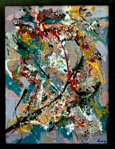 Tony Evans Art Work. #22 Just Because. 2025. Framed canvas. 20 x 25. For Sale. $800